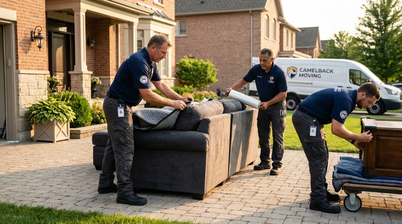 Large estate moving crew wrapping furniture in Clay, KY