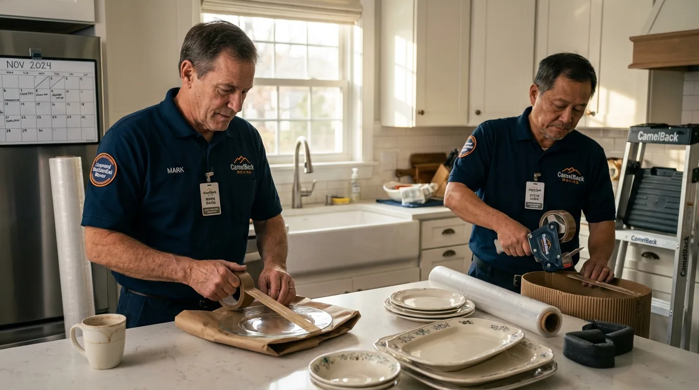 Professional crew packing kitchen dishware in Clay, KY
